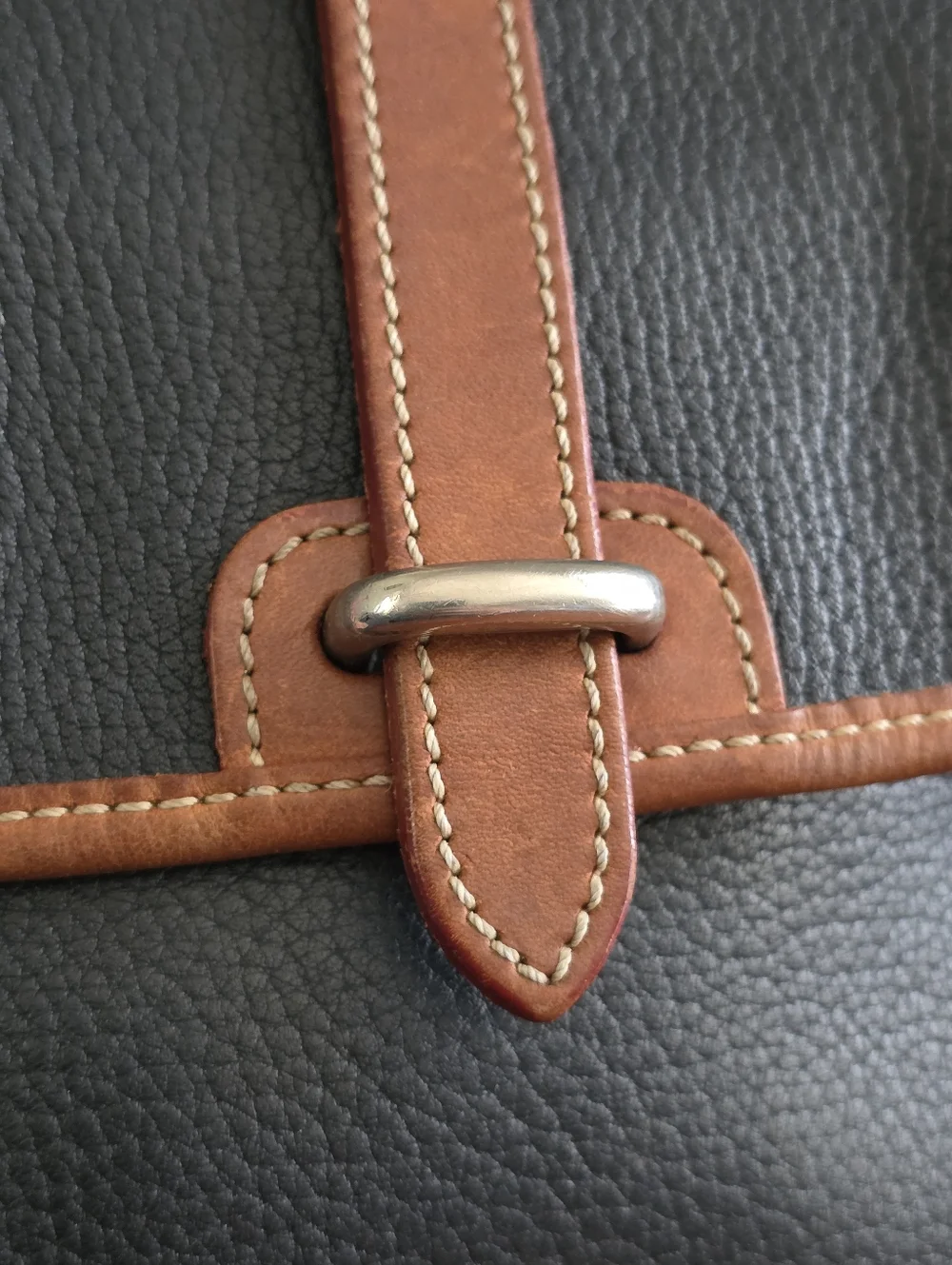 Dooney & Bourke Vintage Mini Flap Crossbody Navy Tan AWL Leather Bag